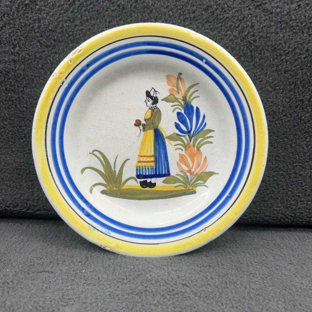 Henriot Quimper France Hand Painted Decorative Plate Breton Woman Folk Art